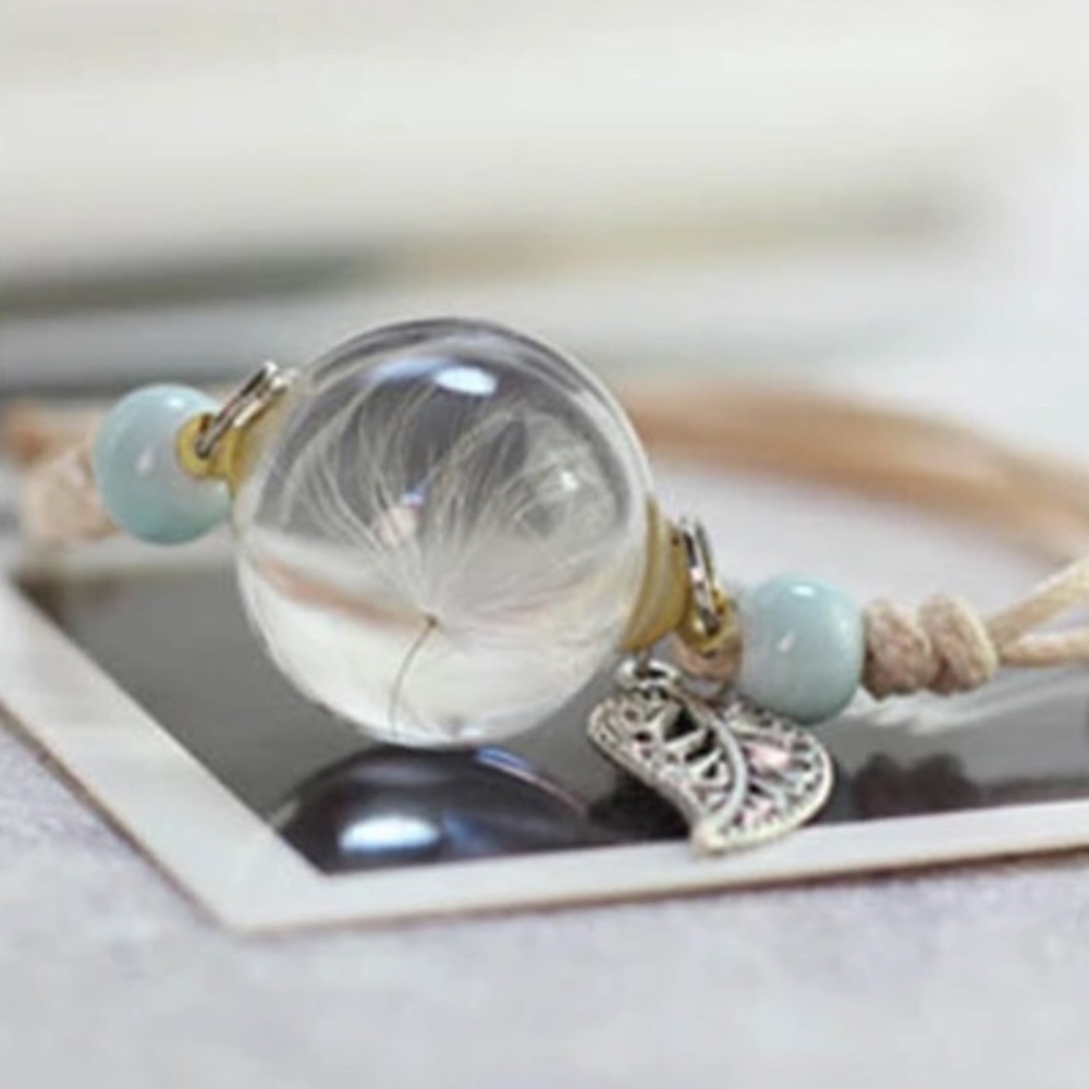 Last One! Dandelion Seed Dried Flower Bracelet NWT - Picture 3 of 5